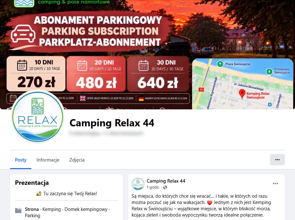 Profil Camping Relax 44 na Facebooku
